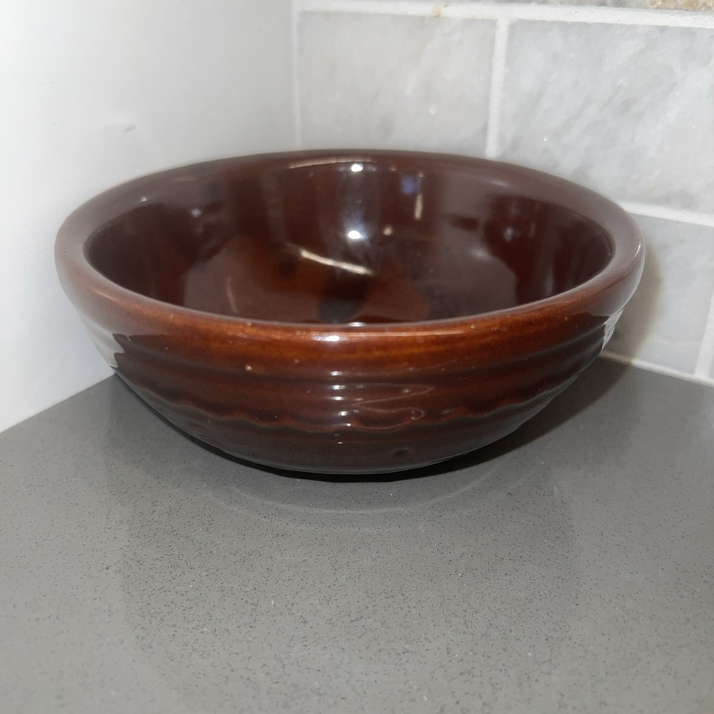 VTG MARCREST Stoneware Daisy Dot Brown Glazed 5.75" Bowl USA